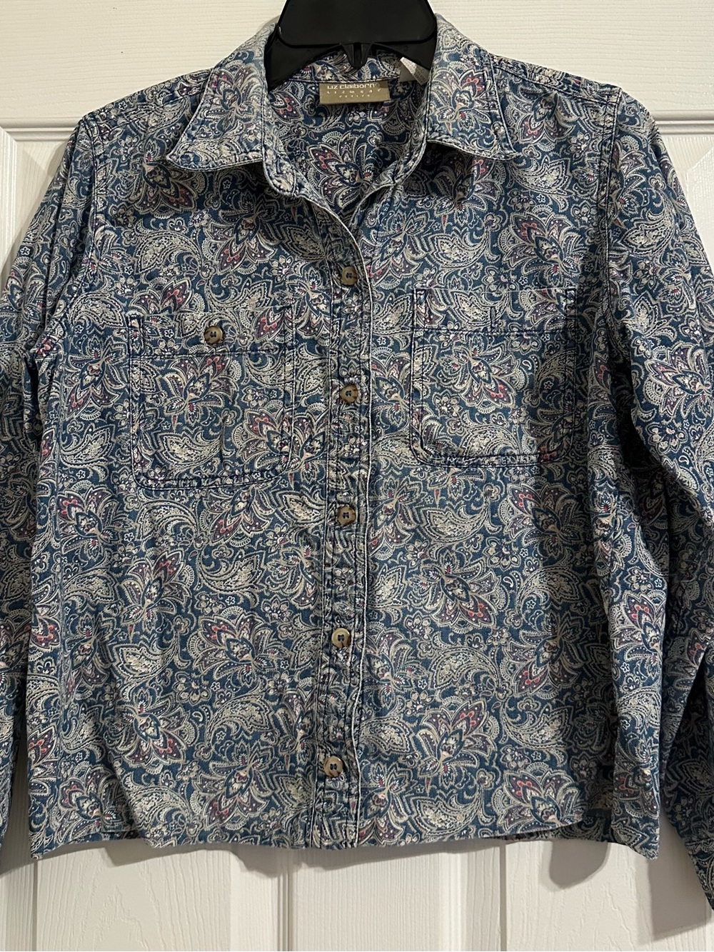 Liz Claiborne Blue Paisley Button-Down Shirt